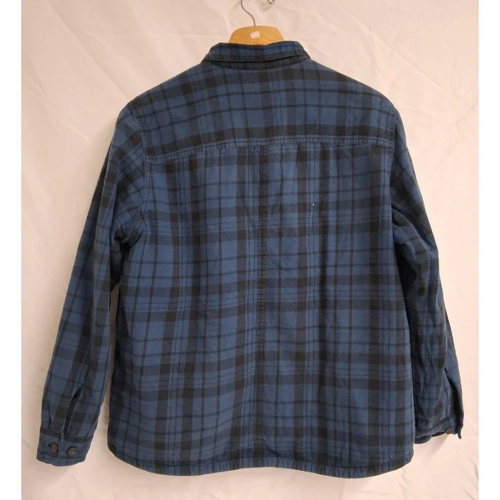 THE NORTH FACE Plaid Sherpa Lined Shirt Jacket Men's XL Blue Black Flannel
